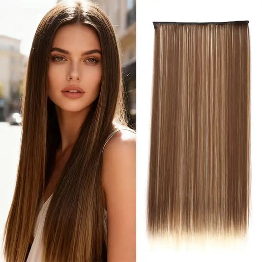 Natural-Looking Clip-In Hair Extensions with Five-Clip Weft for Volume