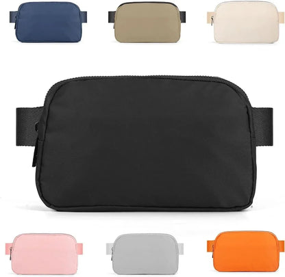 Waterproof crossbody bag with a zip closure and adjustable strap in various colors for running and yoga.