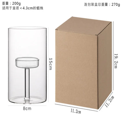 Glass candle holder for block candles and table decor