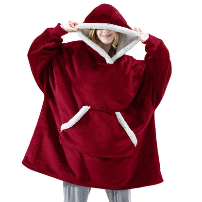 Unisex Microfiber Wearable Blanket Hoodie With Oversized Hooded Soft Texture Warm