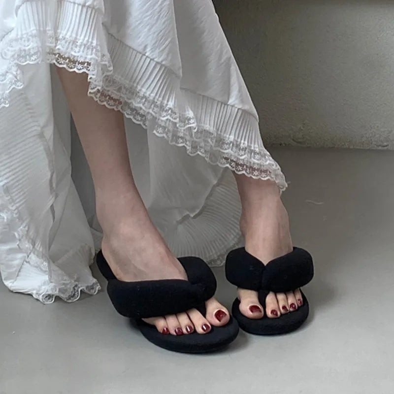 Bailamos 2025 Summer Women Slipper Fashion Narrow Band Ladies Slip On Flip Flop Low Wedge Heel Outdoor Dress Slides Mujer