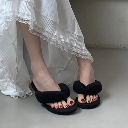 Bailamos 2025 Summer Women Slipper Fashion Narrow Band Ladies Slip On Flip Flop Low Wedge Heel Outdoor Dress Slides Mujer
