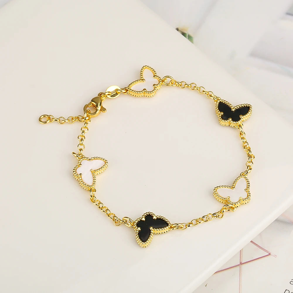 Silver Plated Rose Gold Clover Bracelet - Luxurious High Quality Jewelry for Women
