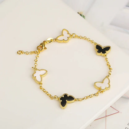 Silver Plated Rose Gold Clover Bracelet - Luxurious High Quality Jewelry for Women