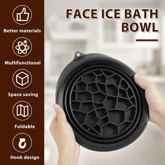Foldable Face Ice Bath Bowl - Portable Silicone Facial Plunge Basin for Home Skincare