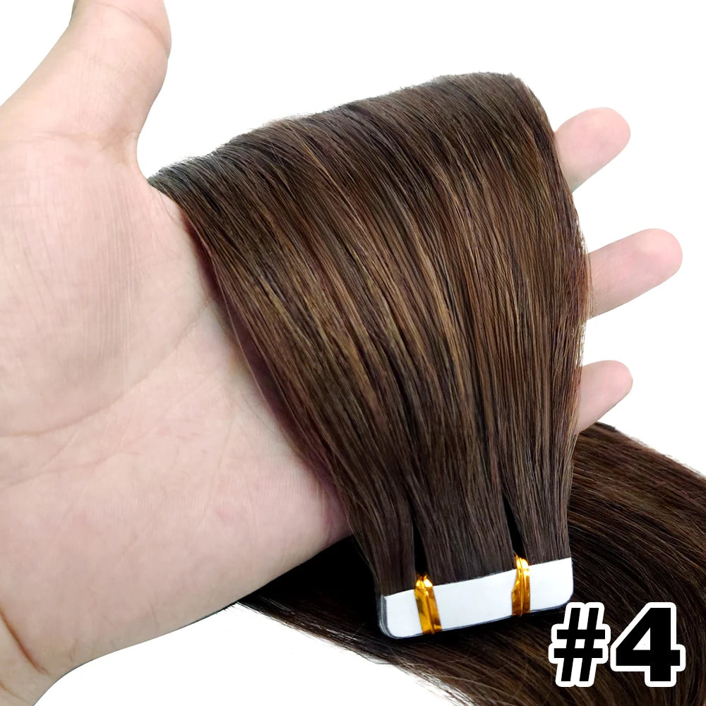 Straight Hair Extensions with Tape In Remy Hair Skin Weft