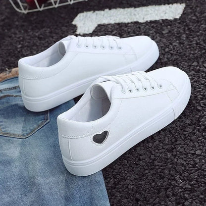 Luxe Heart On My Sole Viral White Platform Sneakers