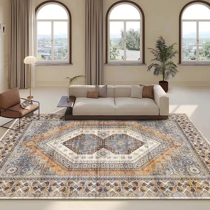 Persian Retro Rug For Living Room Sofa Area Non-Slip Washable Rug For Bedroom