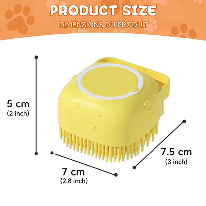 Pet Bath Brush With Soft Silicone Bristles And Dispenser For Dogs And Cats