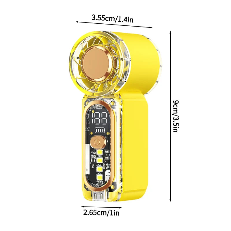 Portable Handheld Plastic Mini Fan With Led Display On The Go
