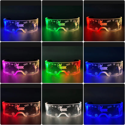 Festival glasses with glowing LED illumination and crystal beads