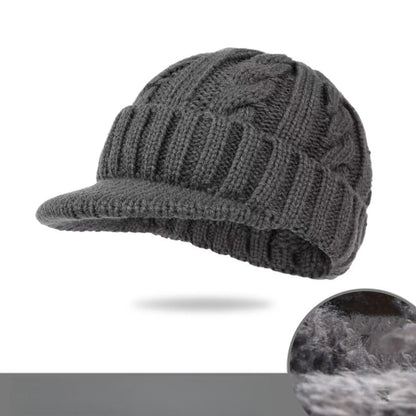 Men's Short-Brimmed Baseball Cap Classic Fashion Winter Warm Baseball Cap Thickened Braided Knitted Hat