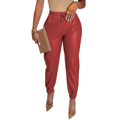 Sculpted PU Leather Pants With High Waist And Relaxed Harem Fit For Versatile Office To Evening Wear