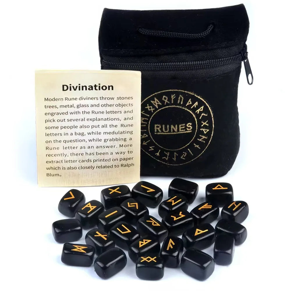 Natural Crystal Agate Rune Set Stones for Divination and Meditation