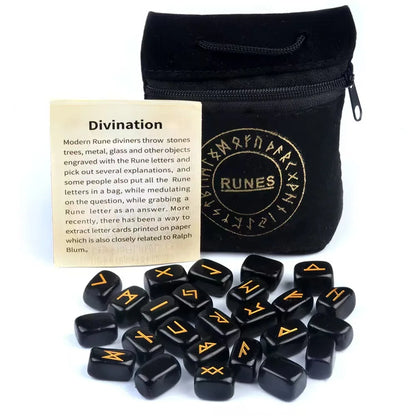 Natural Crystal Agate Rune Set Stones for Divination and Meditation
