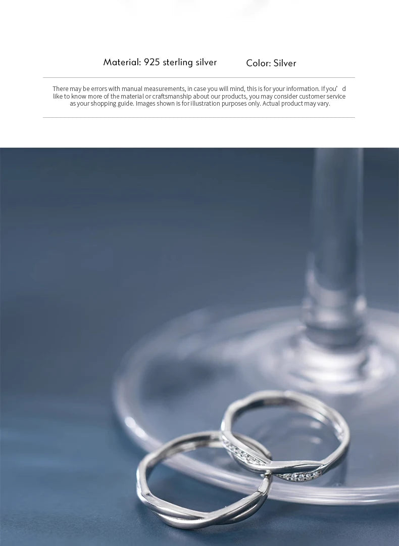 Luxe Engagement Ring for Women Men 925 Sterling Silver Shining Zircon Adjustable Open Ring Fine Jewelry Bijoux