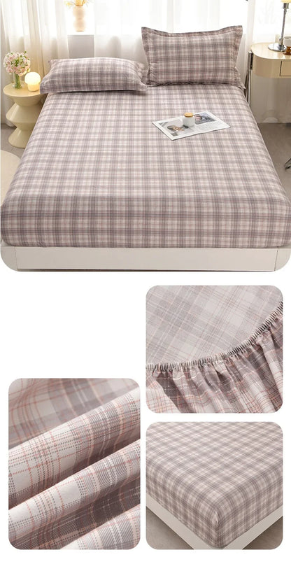 Soft Bedsheet Simple Style Bed Cover Single/Queen/King Size Bed Linen Home Fitted Sheets 침대시트 (Pillowcase Need Order)