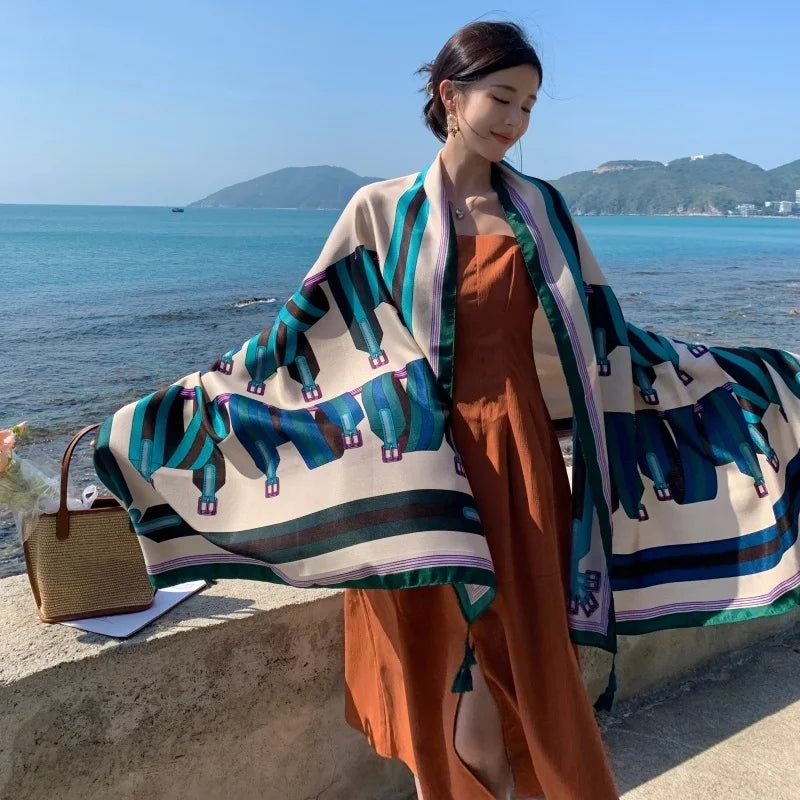 Women's printed beach sarong wrap scarf and sun cover