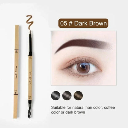 Waterproof eyebrow pencil with triangular tip and brush