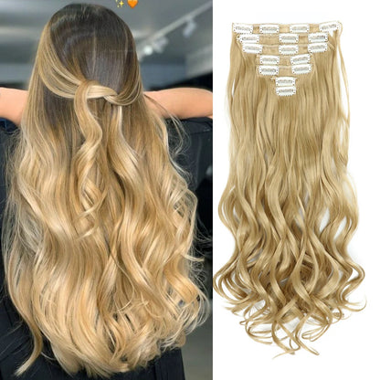 Lush Clip In Extensions 7 Piece Full Head 22 Inch Curly Wavy Hair