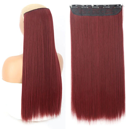 Heat-Resistant Clip-In Hair Extensions Five Clips for Dark Hair