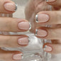 24Pcs French Tip Handmade Press On Nails Minimalist Solid Color Fake Nails Medium Square Full Cover Press On Nail Tips With Glue