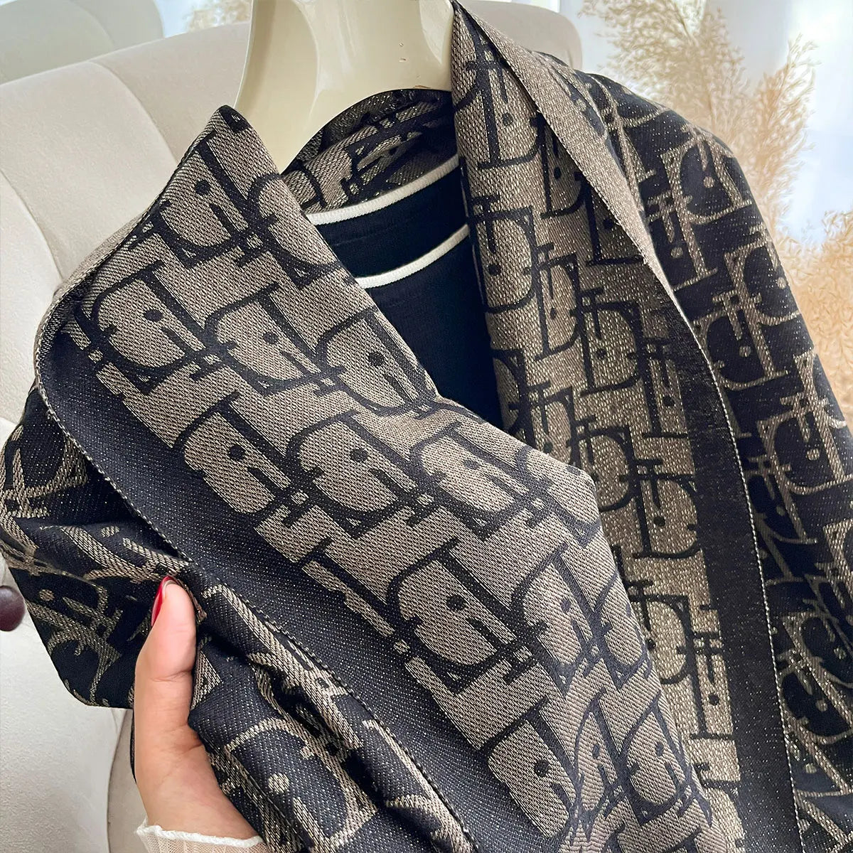 Golden Silk Blend Shawl Wrap for Women Long Scarf