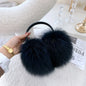 Winter Women Warm Real Fox Fur Earmuffs Girl's Earlap Ultra Large Ladies Plush Earmuff Luxury Ladies Fox Fur Earmuffs