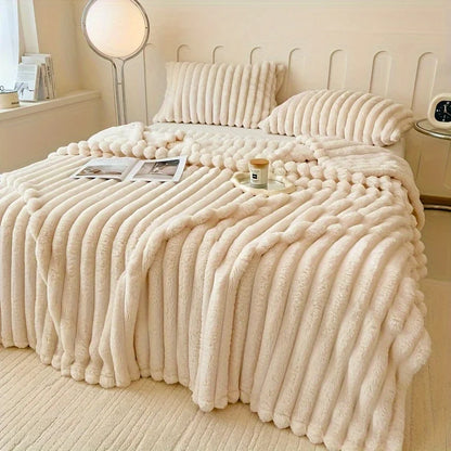 Luxurious Faux Rabbit Fur Throw Blanket - Soft, Warm & Cozy for Couch, Bed, Office, and Travel