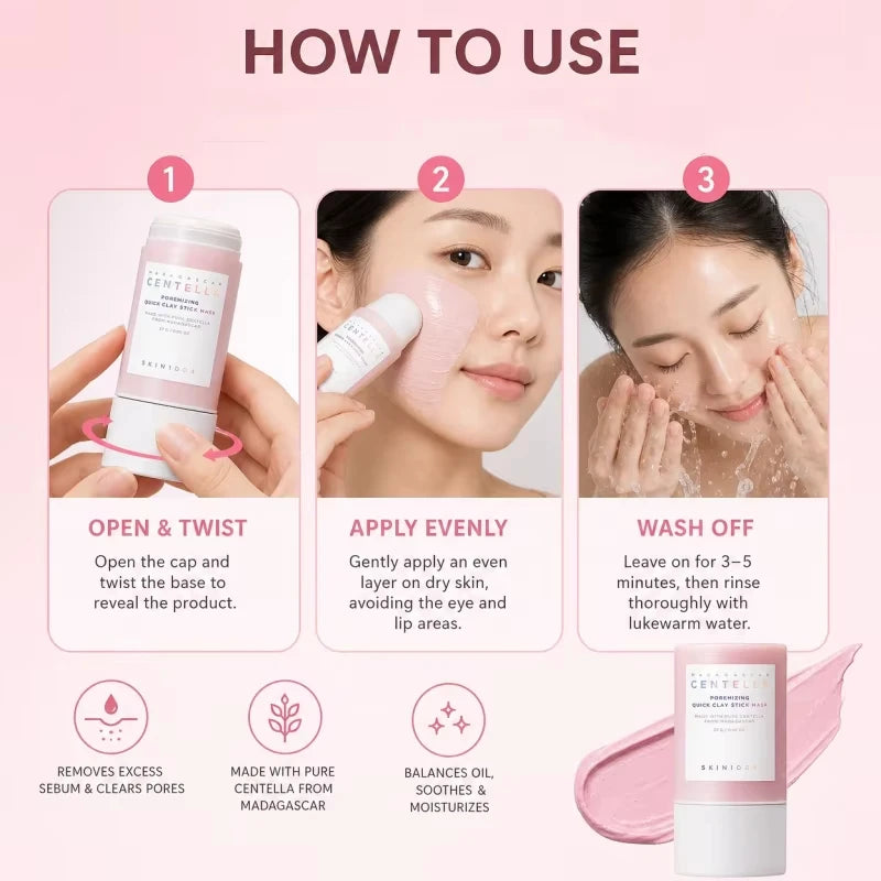 Centella clay stick face mask for a pore-focused routine