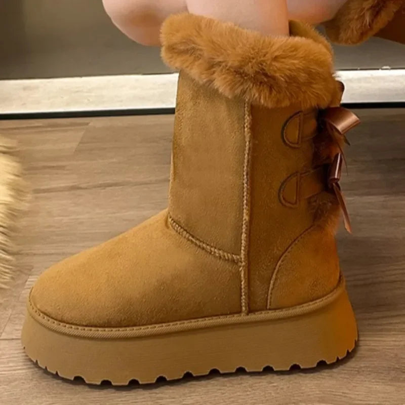 Weatherproof Slip-On Snow Boots for Women with Mid Calf Comfort