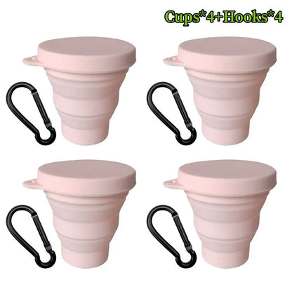 Folding Cup Sets Mini Retractable Cup Silicone Portable Teacup Outdoor Travel Coffee Telescopic Drinking Mug with Lid