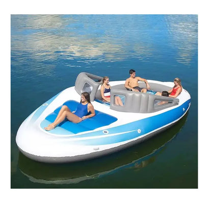 Durable Inflatable Island Bed for Six with Pirate Ship Design Outdoors