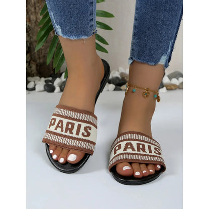 Water-Resistant Beach Slides With Cushioned Insole And Non-Slip Sole