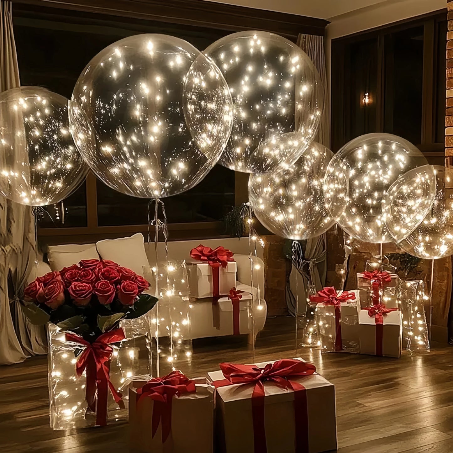 Transparent LED Balloons Set With Light Straps For Party Decor