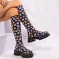 Designer Chunky Platform Knit Sock Boots - Thick Bottom Knee High Boots for Women