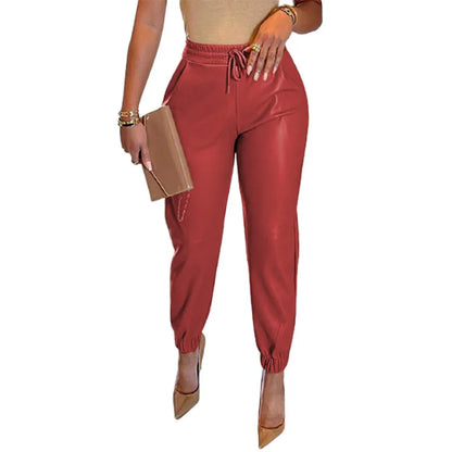 Sculpted PU Leather Pants With High Waist And Relaxed Harem Fit For Versatile Office To Evening Wear