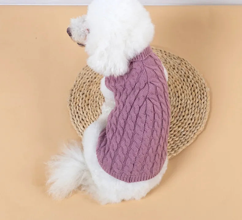 Knitted turtleneck dog sweater for everyday walks and lounging
