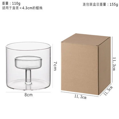 Glass candle holder for block candles and table decor