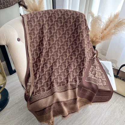 Golden Silk Blend Shawl Wrap for Women Long Scarf