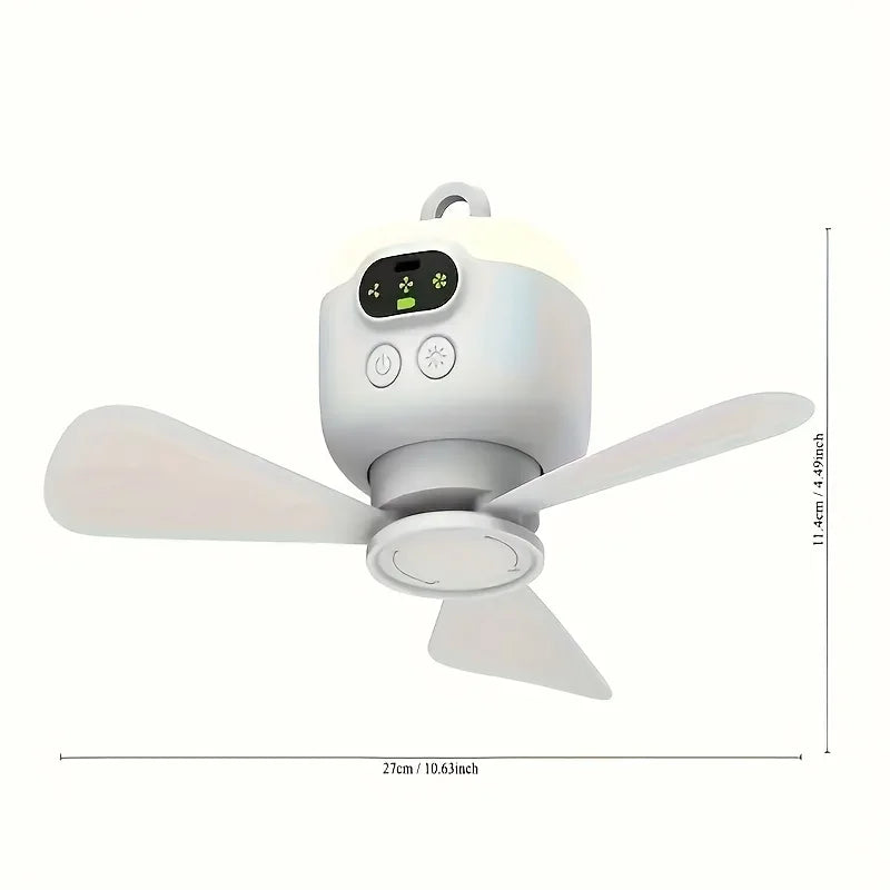Portable USB Rechargeable Mini Fan With Light For Camping And Dorms
