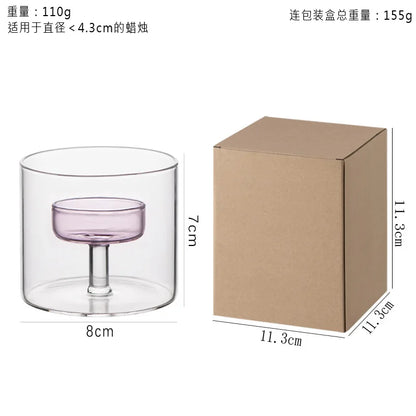 Glass candle holder for block candles and table decor