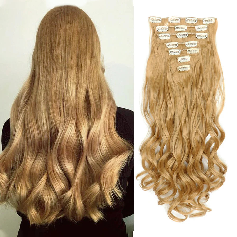 Lush Clip In Extensions 7 Piece Full Head 22 Inch Curly Wavy Hair