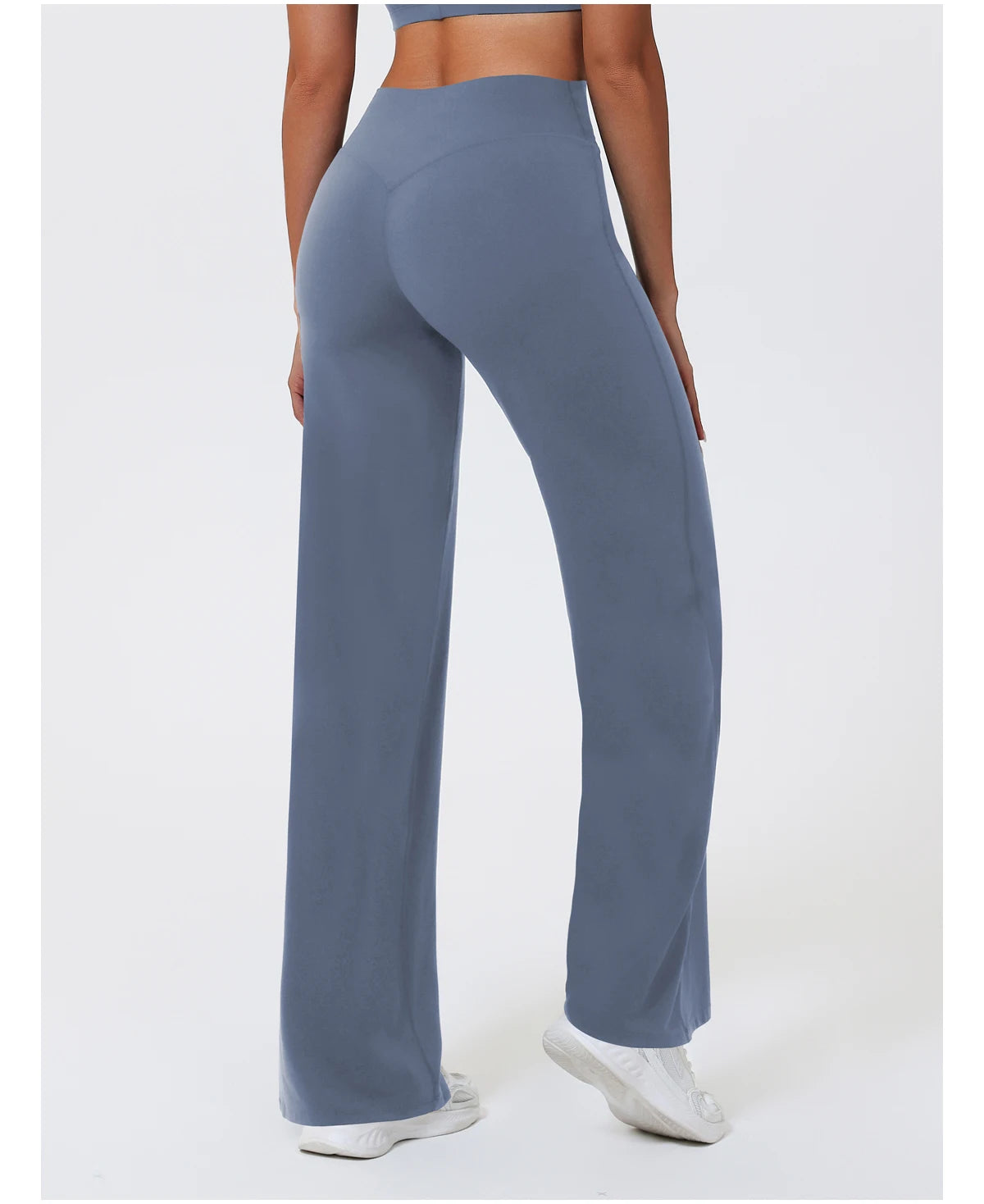 Blue high waist sculpting compression leggings in quick-dry knit for workout sessions.