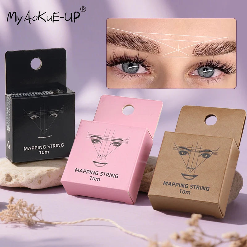 Women’s Eyebrow Tattoo Thread Marker with Cotton Ruler for Mapping Lines