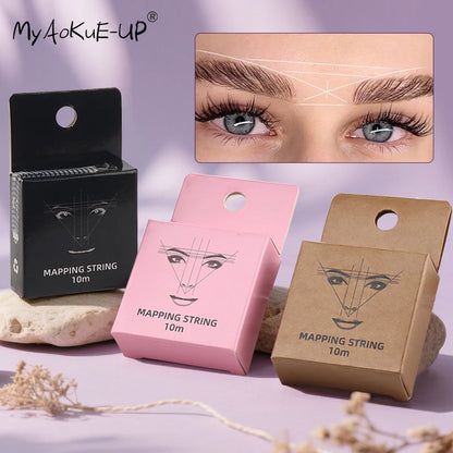 Women’s Eyebrow Tattoo Thread Marker with Cotton Ruler for Mapping Lines