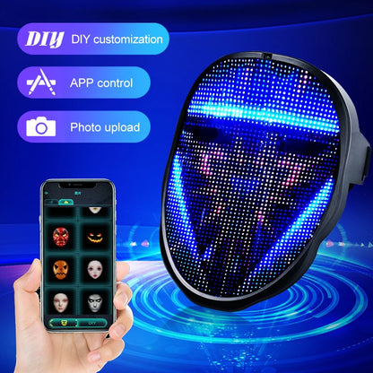 LED Mask Gesture Sensing RGB Full Color Variable Face DIY Photo Animated Editing Maske Halloween Gift For Party Rave