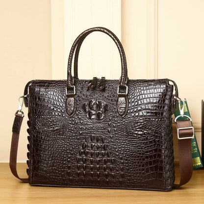 2025 New alligator Laptop Bags Cow Genuine Leather Men's Briefcase Luxury Brand Male Handbags Men Messenger 14 Inch Computer Bag