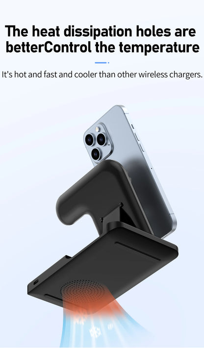Foldable Wireless Dock for Smartphones and Earbuds 3-in-1