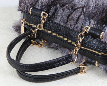 2026 Luxury Real Fox Fur Bag Winter Women Handbag Designer Luxury Bag Evening Party Bags Leather High Quality Shoulder Bag Natural Fur Bag